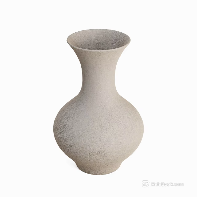 Light Gray Ceramic Vase With Matte Textured Surface And Classic Design Style 3d model 