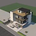 Modern Detached Villa Exterior Design With Large Windows Balcony And Green Plants