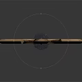 Golden Red Trident Weapon With Curved Top Spike And Wooden Grip Design