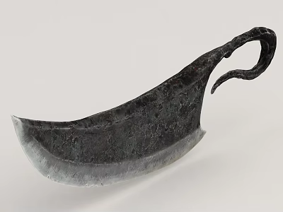 Ancient Curved Blade Weapon With Curved Metal Hilt And Rustic Texture 3d model