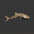 Golden Whale Shark Model With Spotted Surface On Dark Background And Reflection 3d model