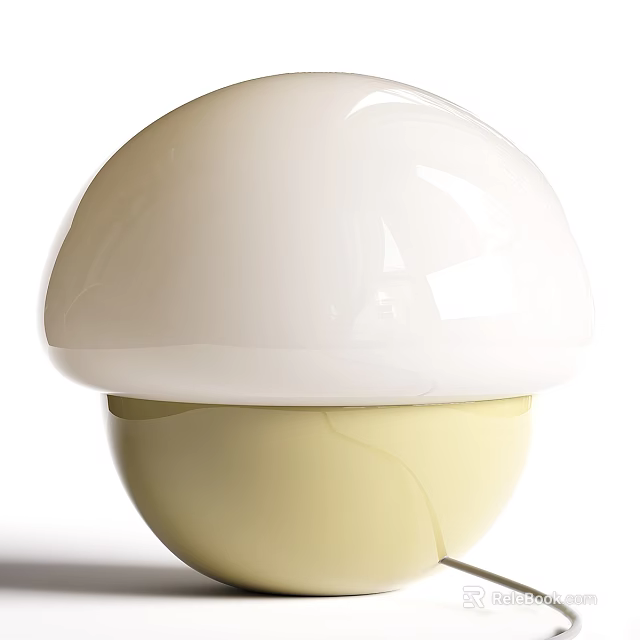 Sleek Modern Mushroom Shaped Table Lamp With White Shade And Yellow Base 3d model 