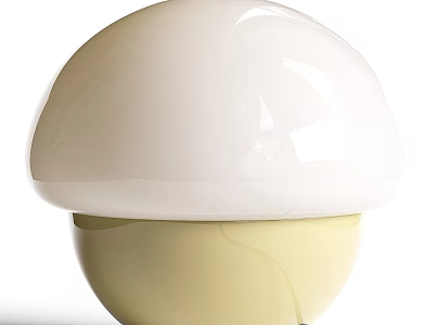 Sleek Modern Mushroom Shaped Table Lamp With White Shade And Yellow Base 3d model