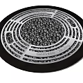 Stone And Wood Circular Manhole Cover With Textured Surface And Inscriptions