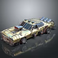 Post Apocalyptic Armored Vehicle With Spikes Solar Panels And Rustic Design 3d model