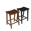 Brown and Black Bar Stools with Woven Seats and Wooden Legs Modern Design