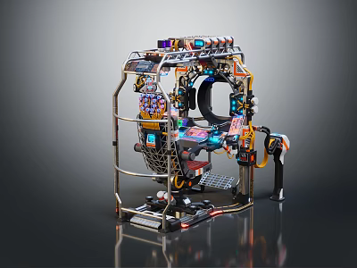 Advanced Smart Machine With Metal Frame Electronic Components Mechanical Arm And Display Screen 3d model