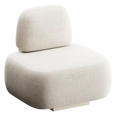 Modern Beige Fabric Sofa and Coffee Table Set with Rounded Design and Cozy Seating 3d model