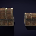 Vintage Wooden Chests Open and Closed With Metal Fittings and Classic Wood Grain