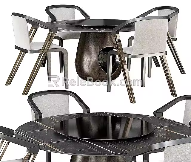 Seat Table Dining Table and Chair Combination Single Chair Dining Table 3d model