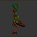 Humanoid Tree Creature With Red Trunk Body And Green Leaf Canopy Head