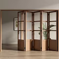 Modern Wooden Folding Doors with Glass Panels in Interior Room Design