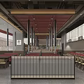 Japanese Restaurant Interior With Bar Counter Wine Bottles And Traditional Screens