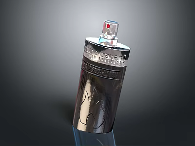 Silver Laphroaig Brand Metal Storage Canister With Engraved Flame Logo And Durable Design 3d model