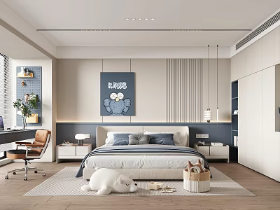 Modern Children's Room Boy's Room Children's Room Children's Bedside Cabinet Wardrobe 3d model