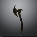 Golden Eagle Head Axe With Brown Leather Handle And Decorative Gem
