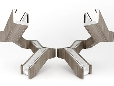 Modern Architectural Structural Components With Symmetrical Geometric Wooden And Metal Design 3d model