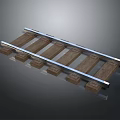 Railroad Track Structure with Wooden Sleepers and Metal Rails 3D Model Design