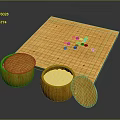 Traditional Household Go Game Set With Wooden Board And Lidded Stone Containers