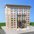 Ancient Architecture Building With Traditional Overhanging Eaves And Multi Story Design On Green Lawn