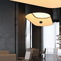 Contemporary Café Exterior Featuring Glass Doors Outdoor Seating Umbrella And Interior Lighting