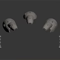 Two Metallic Spacecraft Components With Scattered Small Parts On White Background