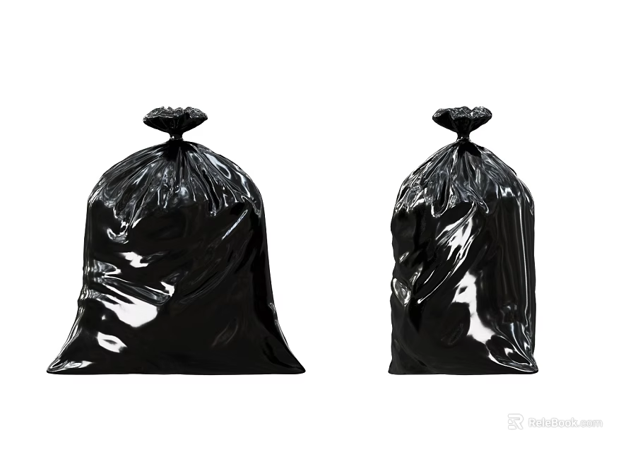 Durable Black Trash Bags With Secure Sealed Closure For Home Daily Use 3d model 