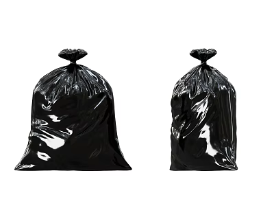Durable Black Trash Bags With Secure Sealed Closure For Home Daily Use 3d model