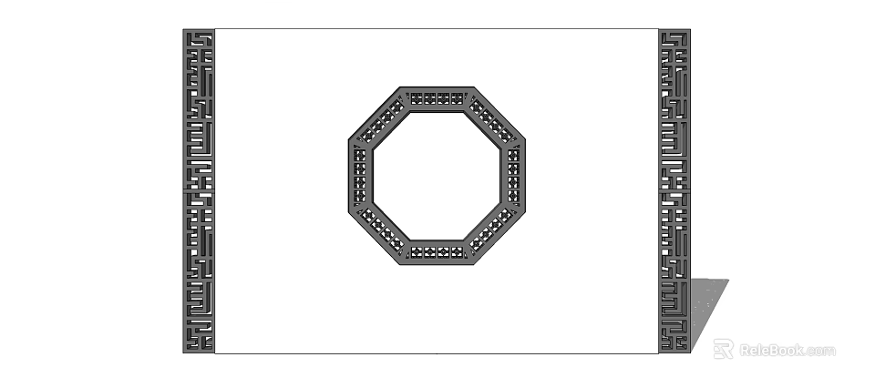 Traditional Decorative Feature Wall With Octagonal Hollow Design And Symmetrical Sides 3d model 