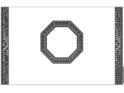 Traditional Decorative Feature Wall With Octagonal Hollow Design And Symmetrical Sides 3d model