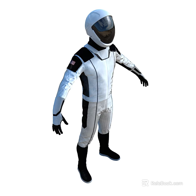 Game Movie Character In White And Black Racing Suit With Helmet Full Body Detailed Design 3d model 