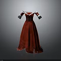Red Elegant Long Sleeve Dress With White Trim And Lace Hem For Formal Occasions