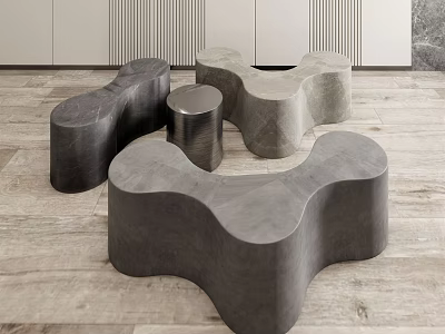 Modern Outdoor Chairs With Unique Curved Design And Concrete Material For Garden Patio Use 3d model