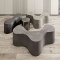 Modern Outdoor Chairs With Unique Curved Design And Concrete Material For Garden Patio Use