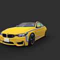Yellow BMW Two Door Coupe With Colorful Stripes And Sleek Exterior Design
