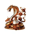 Golden Snake Ornament With Money Bag Dollar Sign And Floral Decorations