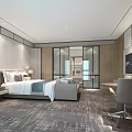Modern Hotel Guest Room Interior With Sofa Coffee Table TV Console And Area Carpet