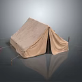 Durable Beige Canvas Camping Tent With Support Poles For Outdoor Activities