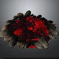 Natural Stone Formation With Red Lava Like Center And Surrounding Rocks