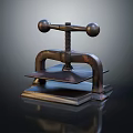 Vintage Metal Press Hardware Tool With Ball Handles And Screw Mechanism