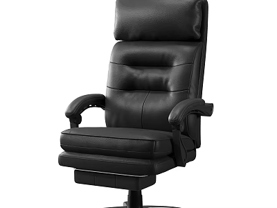 Boss Chair Leather Chair Black Leather Chair Now Light Luxury Atmospheric Office Chair with Binding Recliner Lunch Chair Cowhide Chair 3d model