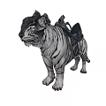 White Tiger Shaped Reptile With Blue Armor And Saddle Details