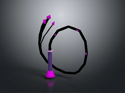 Futuristic Ring Shaped Weapon With Black Purple Design And Pink Accents 3d model