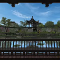 Classical Chinese Garden Landscape View With Traditional Pavilion Lotus Pond And Green Trees