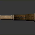 Vintage Industrial Brass Telescope With Wooden Texture And Engraved Classic Design