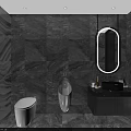 Elegant Modern Public Restroom Interior With Marble Walls Toilet Urinal And Sink