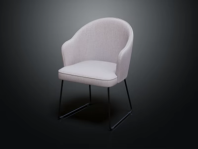 Modern Light Gray Upholstered Accent Chair with Curved Backrest and Black Metal Legs 3d model