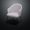 Modern Light Gray Upholstered Accent Chair with Curved Backrest and Black Metal Legs