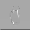Transparent Glass Pitcher With Handle And Spout On Light Blue Background With Shadow