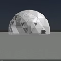 White Geodesic Tent Structure With Door And Windows Under Blue Sky 3d model